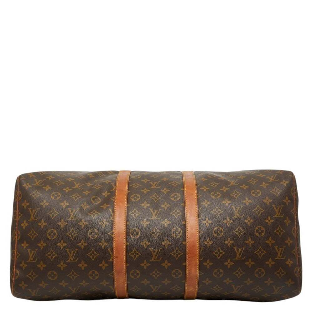 LOUIS VUITTON Authentic Brown Monogram Leather Keepall 55 Boston Bag - Picture 3 of 12